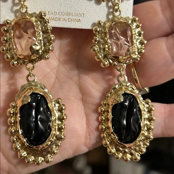 NWT Natasha Gold Tone Rhinestones Crystal Statement earrings - Picture 11 of 16